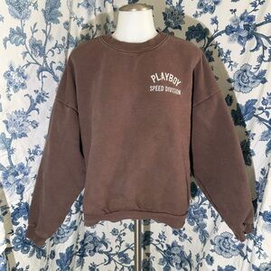 Playboy x Pacsun Speed Division Embroidered Brown Crewneck Sweatshirt Men's M
